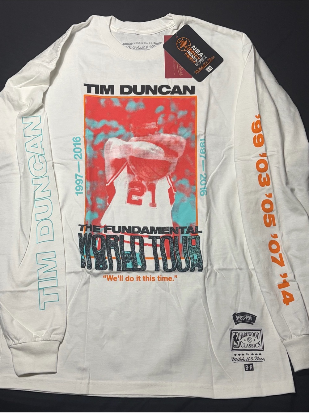 Mitchell & Ness Bleacher Report Tim Duncan World Tour Shirt Spurs Large NWT